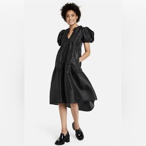 Kika Vargas x Target Collab Tiered Black Puff Sleeve Midi Dress - Size Large